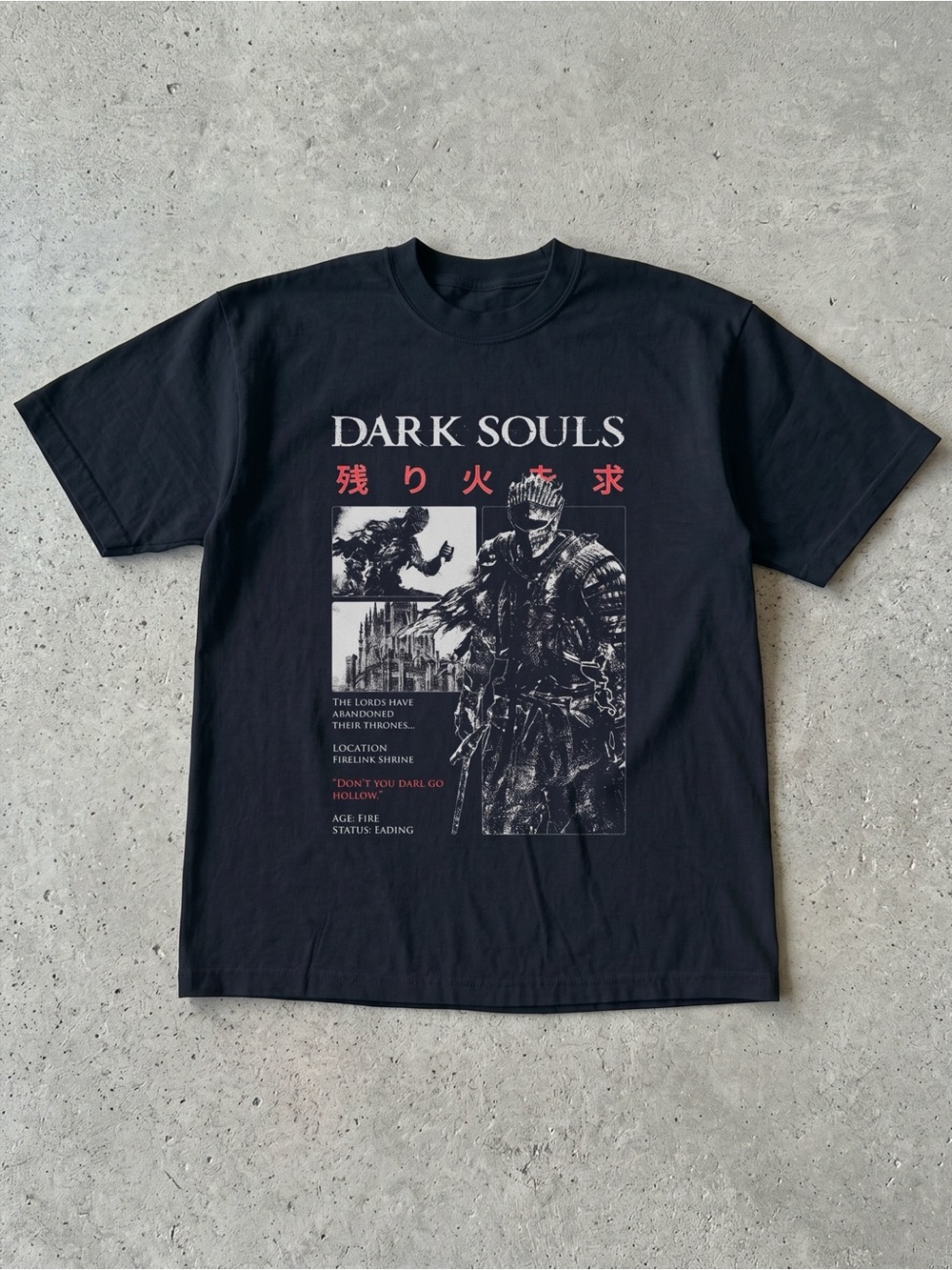 Dark Souls Firelink Shrine Knight Anime Graphic Black T-Shirt